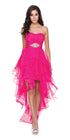 CLEARANCE - Juliet 1226 Dress High Low Chiffon Strapless Layer Skirt Rhinestones (Size 2XL) by DiscountDressShop