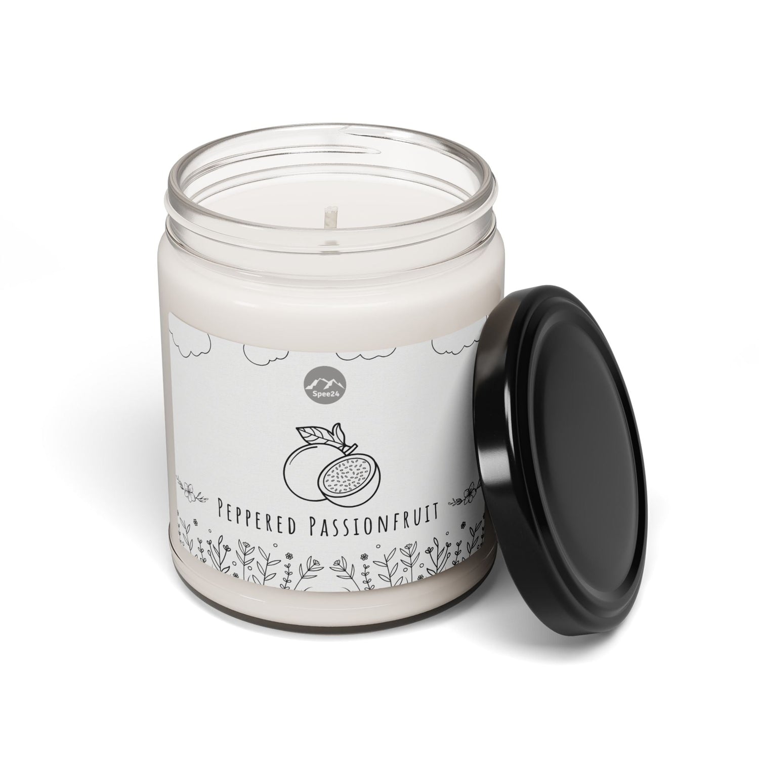 Peppered Passionfruit Scented Soy Candle, Cozy Home Décor, Gift for Birthdays, Relaxation, Aromatherapy, Hand-poured 9oz Candle by Spee24, LLC