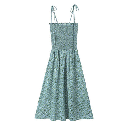 Summer Pastoral Fresh Slim Fit Tied Printing Slip Dress Women by Ragazza