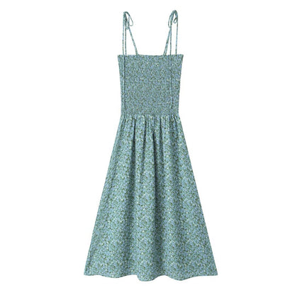 Summer Pastoral Fresh Slim Fit Tied Printing Slip Dress Women by Ragazza