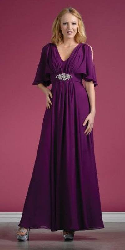 CLEARANCE - Cinderella Divine 1295 Long Grecian Dress Mid Length Sleeves (Size M) by DiscountDressShop