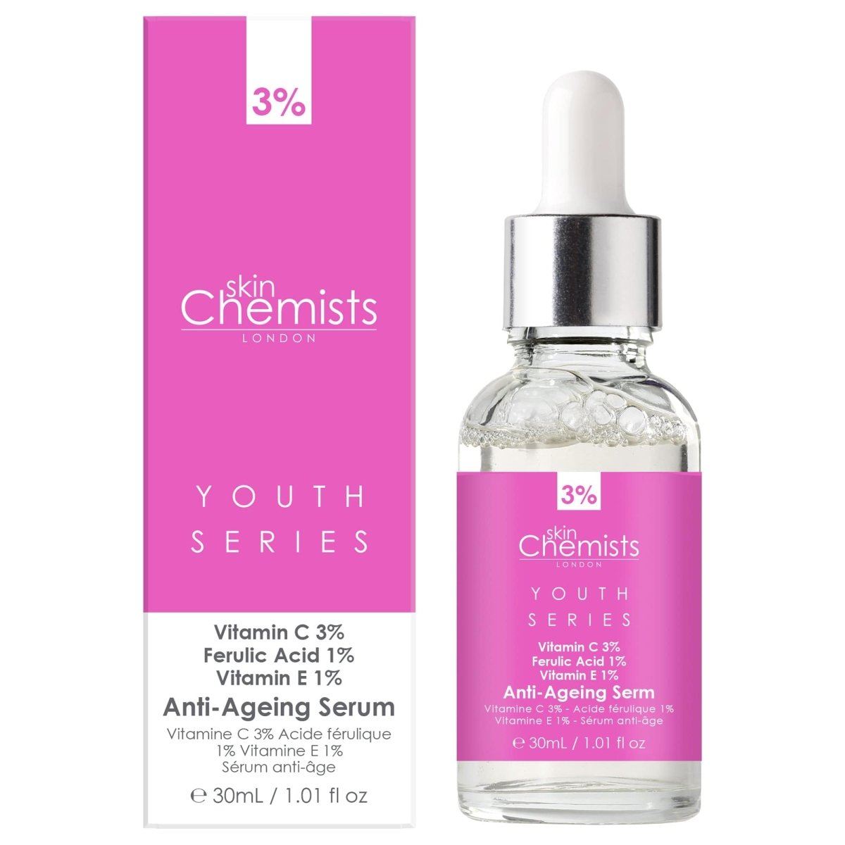 Anti-Ageing Serum Vitamin C 3%, Ferulic Acid 1%, Vitamin E 1% 30ml by skinChemists US