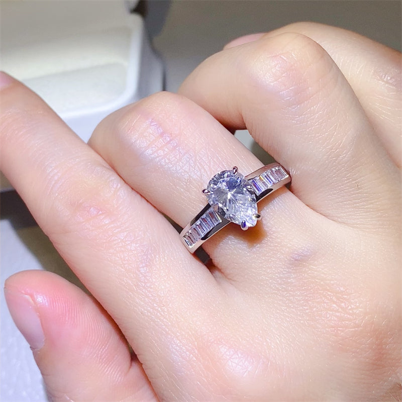 3 Carat Pear-Cut Sparkala™ Pure Sterling Silver Ring by Sparkala
