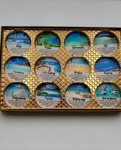 Destination Shower Steamers Gift Set with 12 Aromatherapy Shower Bombs - 100% Essential Oil Blends - fun - summery scents by Spa Pure