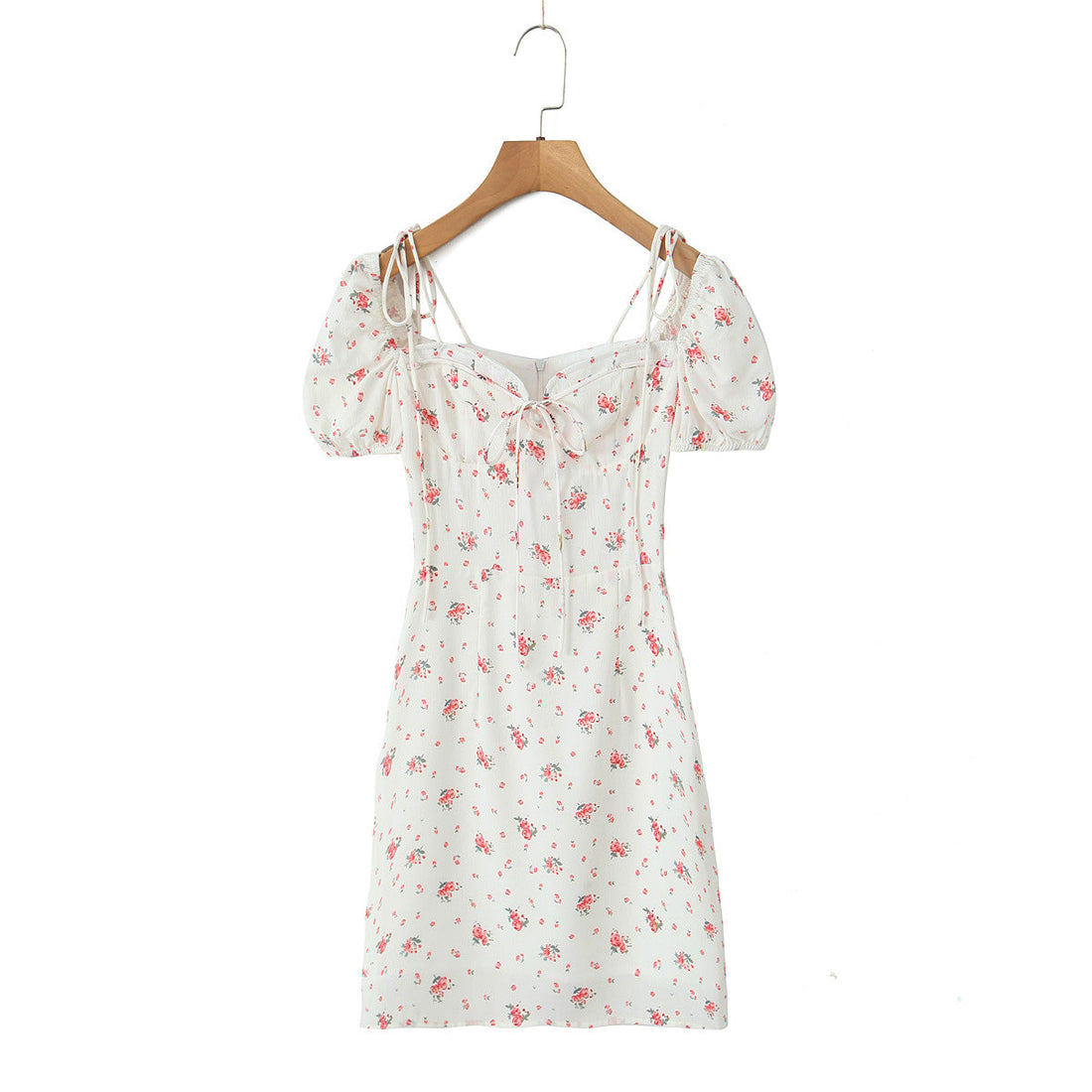 Spring Sexy Sweet Printed Lace up Waist Dress