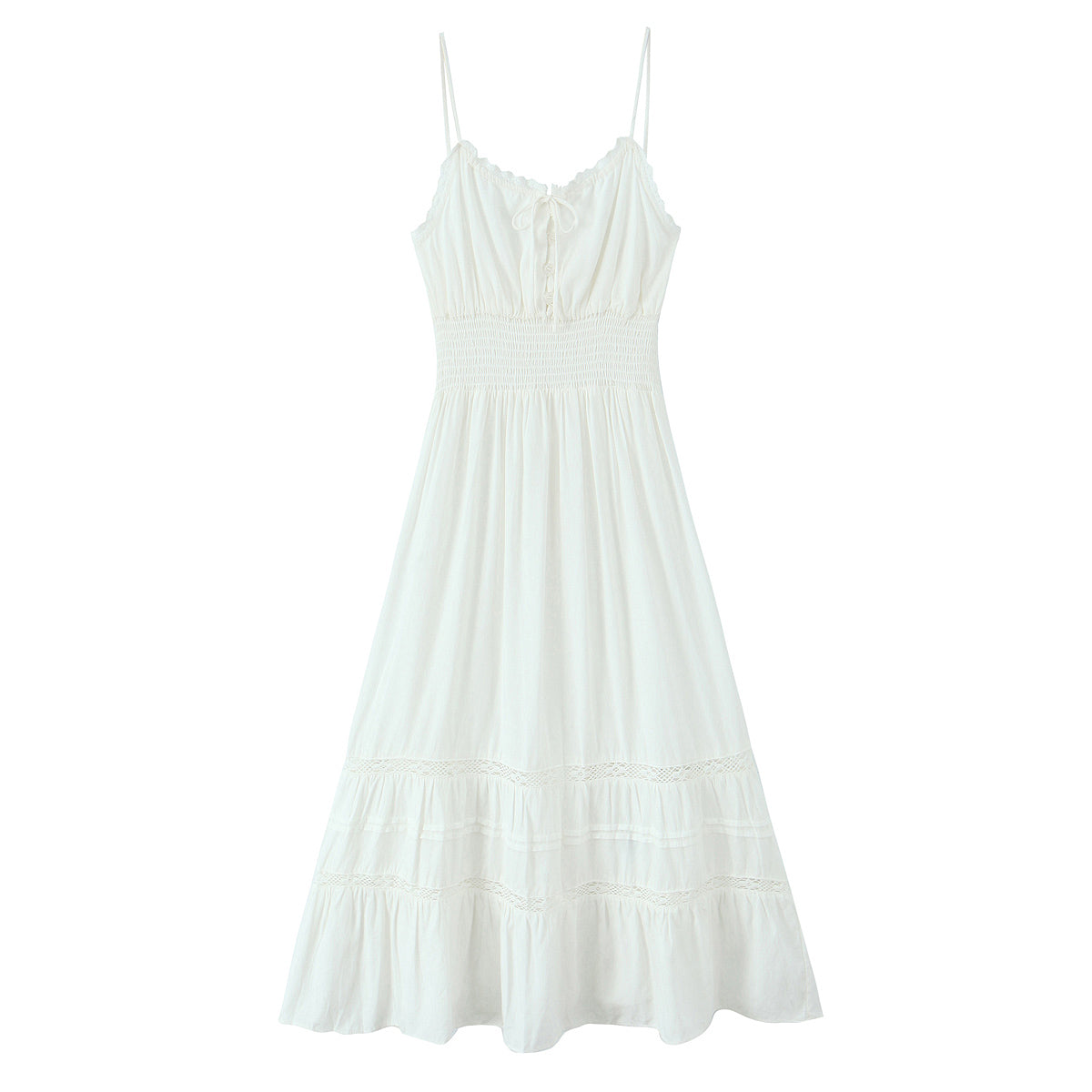 Spring Vintage Sexy Elastic Waisted Slimming Lace Fairy Spaghetti Strap Dress by Ragazza