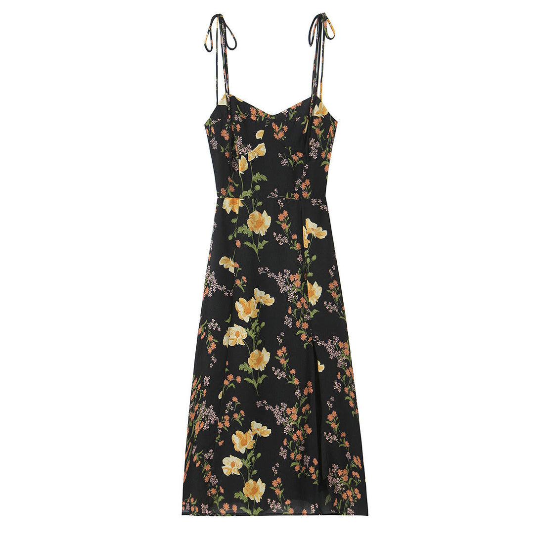 Sexy High Waist Split Floral Slip Dress Summer Tight Waist Slim Mid Length Holiday Dress by Ragazza