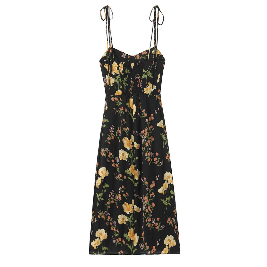 Sexy High Waist Split Floral Slip Dress Summer Tight Waist Slim Mid Length Holiday Dress by Ragazza