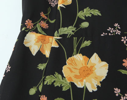 Sexy High Waist Split Floral Slip Dress Summer Tight Waist Slim Mid Length Holiday Dress by Ragazza