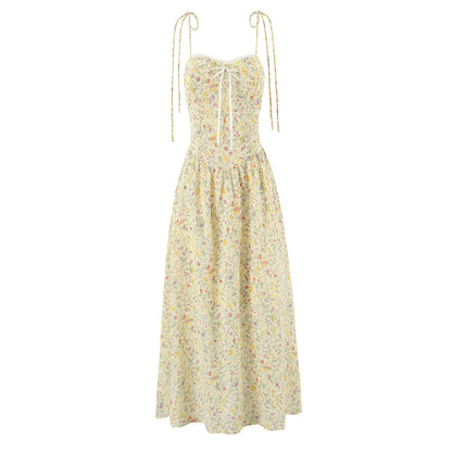Women Sexy Backless Hip Women Bow Floral Strap Dress by Ragazza