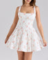 House Same Sweet Rose Print Bowknot Decoration Pleated Lace Waist Slip Dress Women Dress by Ragazza