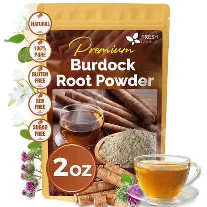 Burdock Root Powder, Burdock Root Extract, 100% Natural &amp; Pure from Burdock Root, Burdock Root Herbal Tea, No Additives, No Caffeine, Vegan by FreshDrinkUS - Natural and Premium Herbal Tea