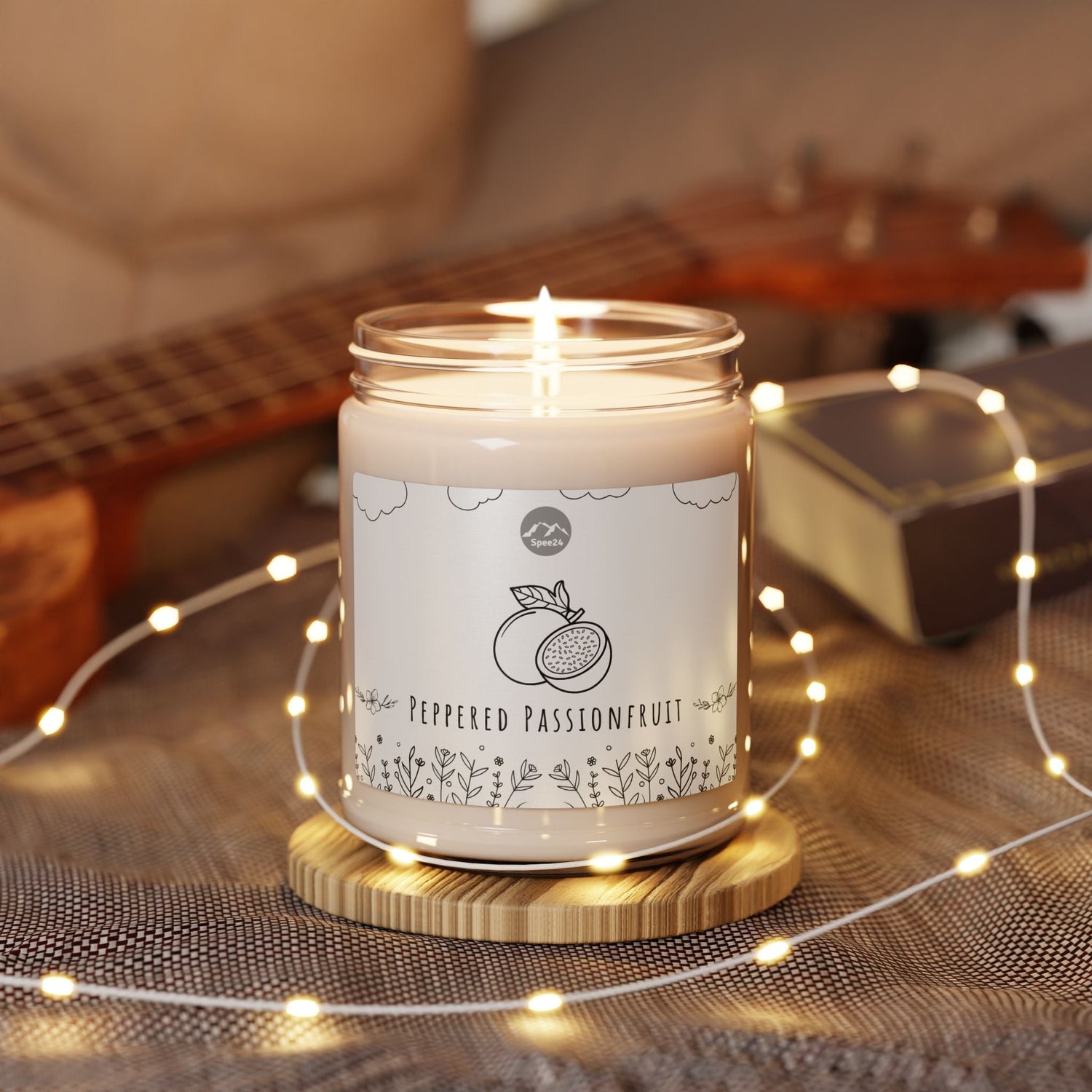 Peppered Passionfruit Scented Soy Candle, Cozy Home Décor, Gift for Birthdays, Relaxation, Aromatherapy, Hand-poured 9oz Candle by Spee24, LLC