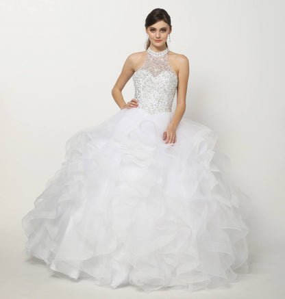 Juliet 1420 Crystal Beading Layered Tulle Skirt Quinceanera Dress by DiscountDressShop