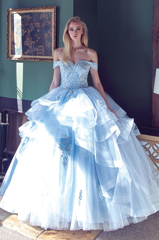 Juliet 1432 Dress Quinceanera Ball Gown Metallic Embroidery Glitter Tulle by DiscountDressShop