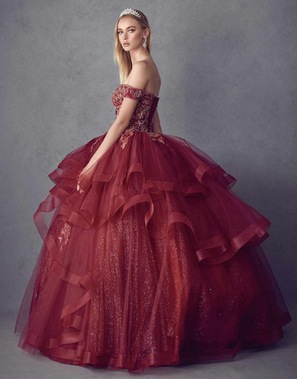 Juliet 1432 Dress Quinceanera Ball Gown Metallic Embroidery Glitter Tulle by DiscountDressShop