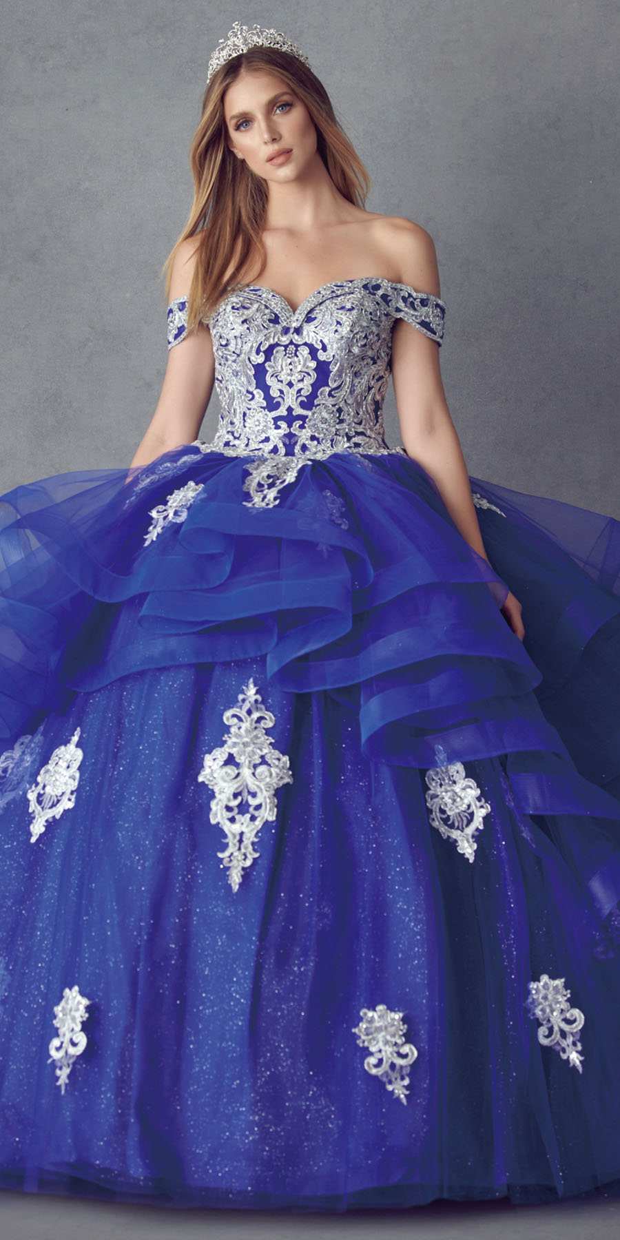 Juliet 1432 Dress Quinceanera Ball Gown Metallic Embroidery Glitter Tulle by DiscountDressShop