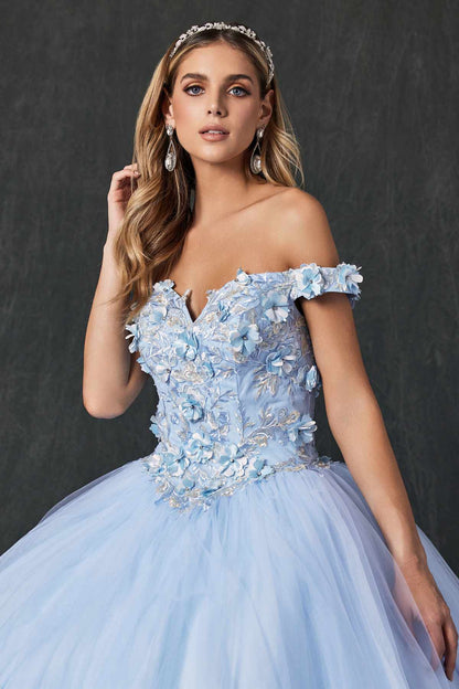 Juliet 1434 Dress Quinceanera Ball Gown 3D Floral Embroidered by DiscountDressShop