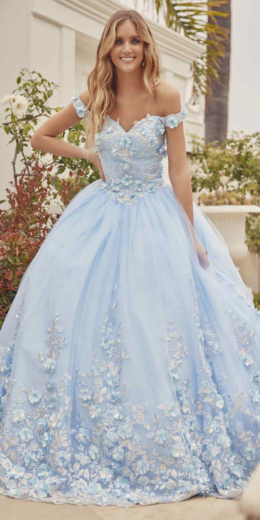 Juliet 1434 Dress Quinceanera Ball Gown 3D Floral Embroidered by DiscountDressShop