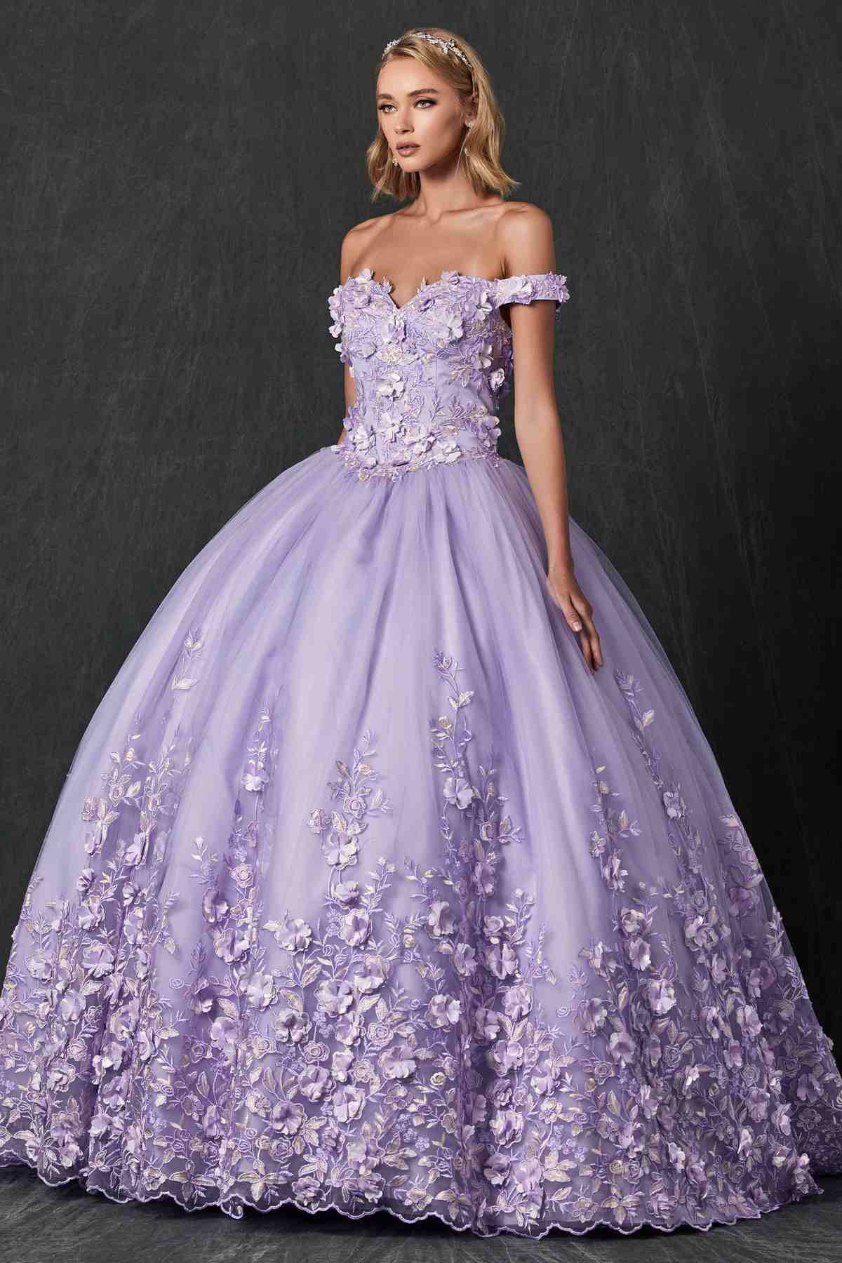 Juliet 1434 Dress Quinceanera Ball Gown 3D Floral Embroidered by DiscountDressShop