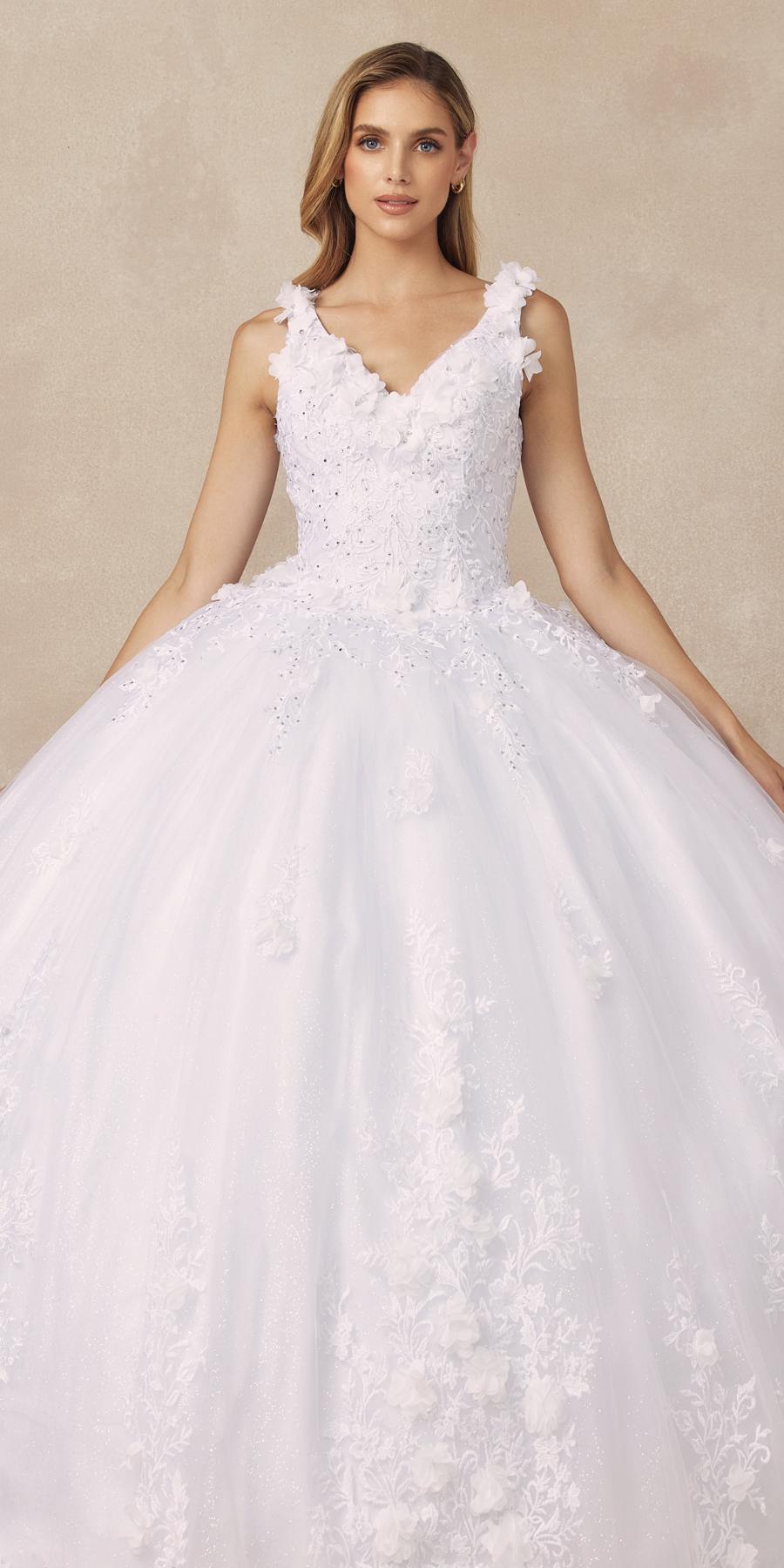 Juliet 1437 Floral Applique Quinceanera Ball Gown With 3D Flowers by DiscountDressShop