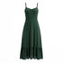 French Waist Tight Green Suspenders Dress for Women Slim Fit Ruffled Retro Slim Fit Holiday Chiffon Maxi Dress by Ragazza