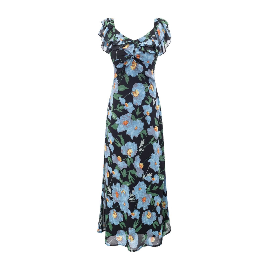 Summer Pastoral Fresh Beautiful Vacation Flying Sleeves Printed Waist Controlled Dress