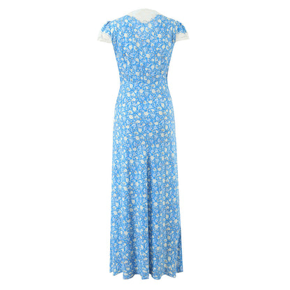 Women Elegant French Retro Elegant Cool Lace Stitching Dress