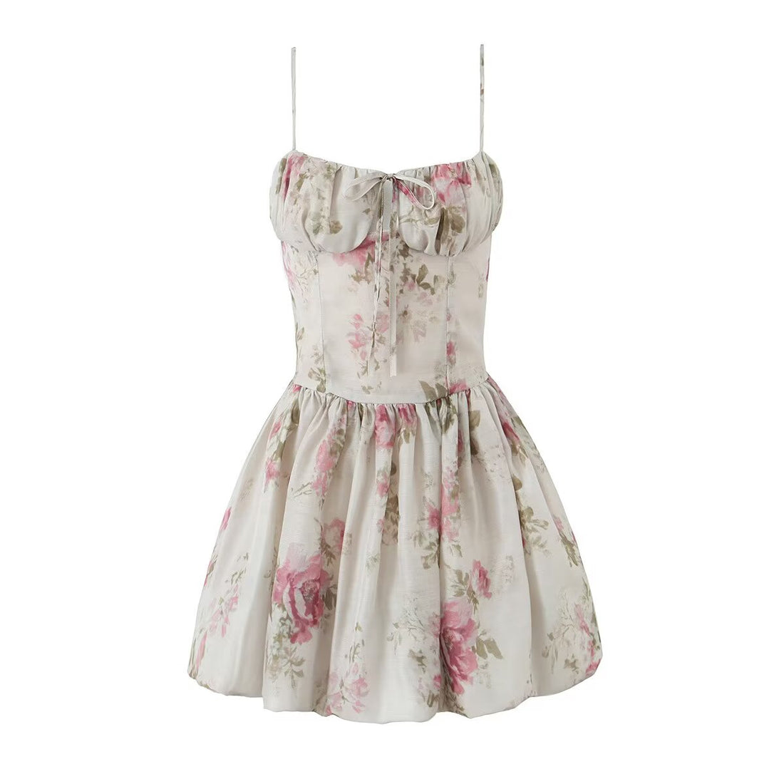 French Floral Strap Dress for Women Summer Sexy Holiday Slim Fit Slimming Cinched Short Dress