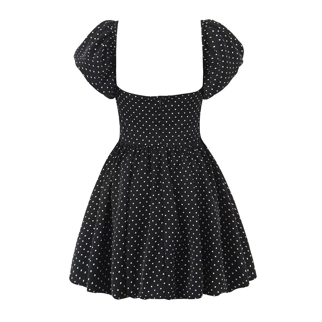 French Flying Sleeve Polka Dot Dress Women Retro Sexy off Shoulder Tube Top Lace up Waist A line Skirt