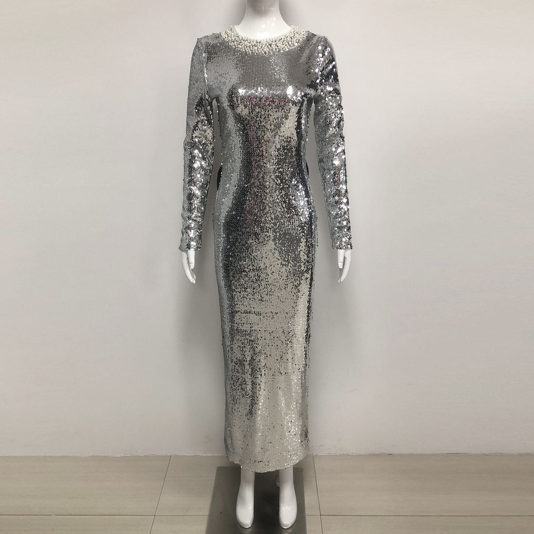 Autumn Winter Silver Gray Sequ Women Supply All Matching Slim Fitting Simple