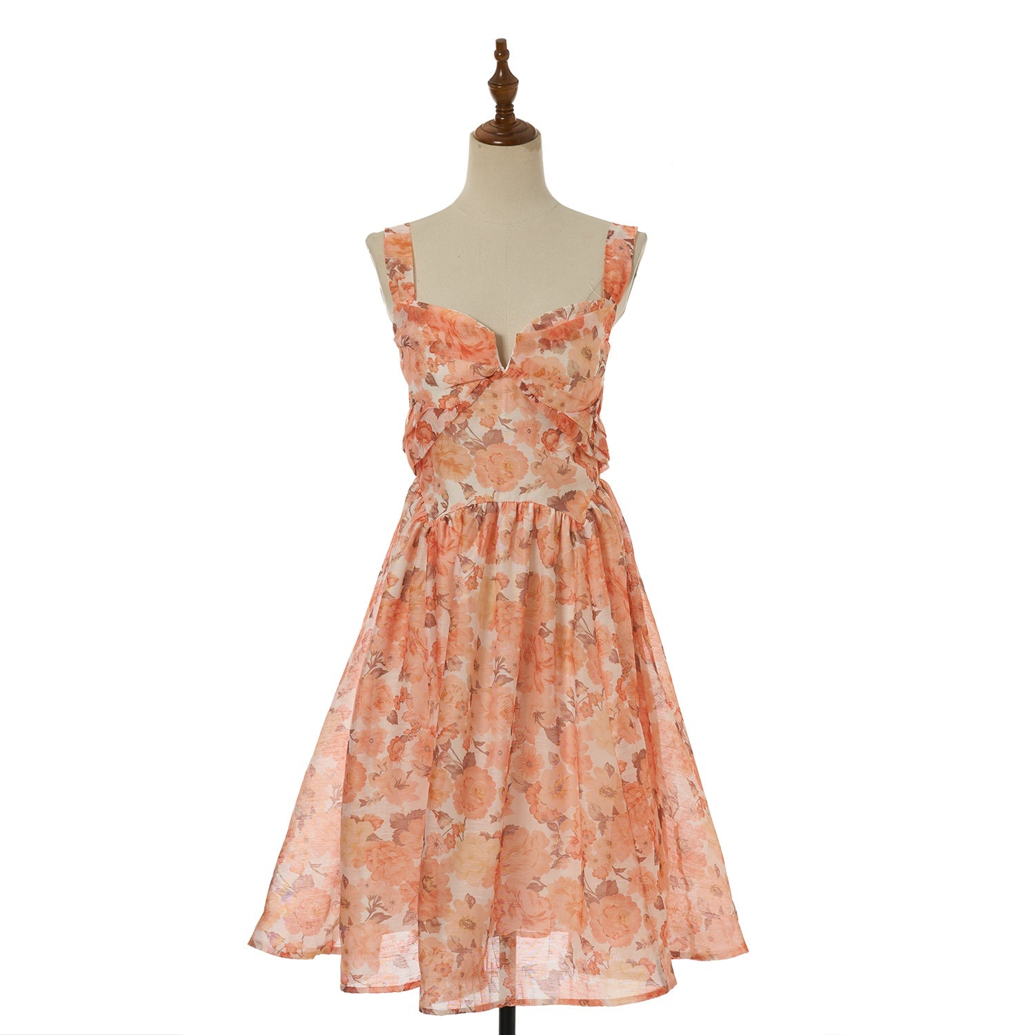 Women Elegant Silk And Linen Pleated Short Dress With Vacation Style