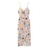 Sexy Cutout V neck Retro Floral Print Slit Cami Dress Tight Waist Slim Fit Holiday Midi Dress by Ragazza