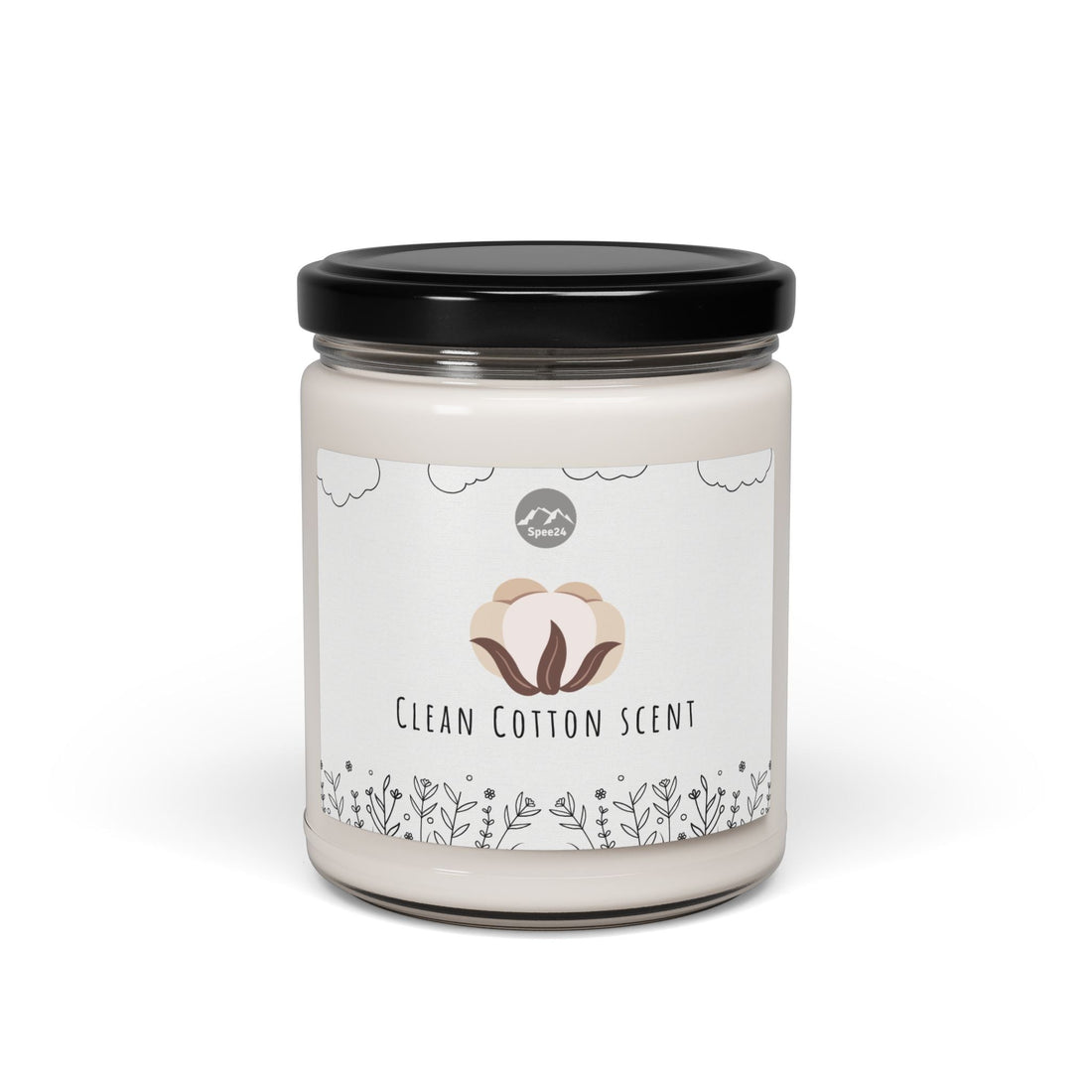 Clean Cotton Scented Soy Candle, Aromatherapy Candle, Home Decor Gift, Eco-Friendly Candle, Relaxation Candle, Candle for Stress Relief-- 9oz by Spee24, LLC