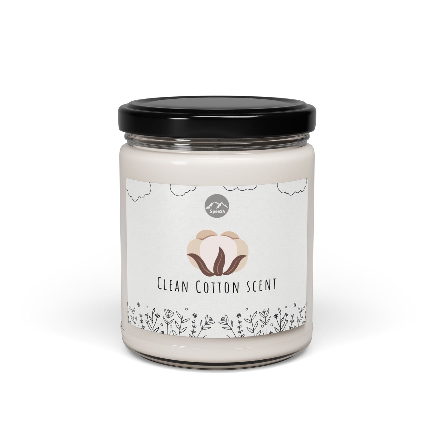 Clean Cotton Scented Soy Candle, Aromatherapy Candle, Home Decor Gift, Eco-Friendly Candle, Relaxation Candle, Candle for Stress Relief-- 9oz by Spee24, LLC