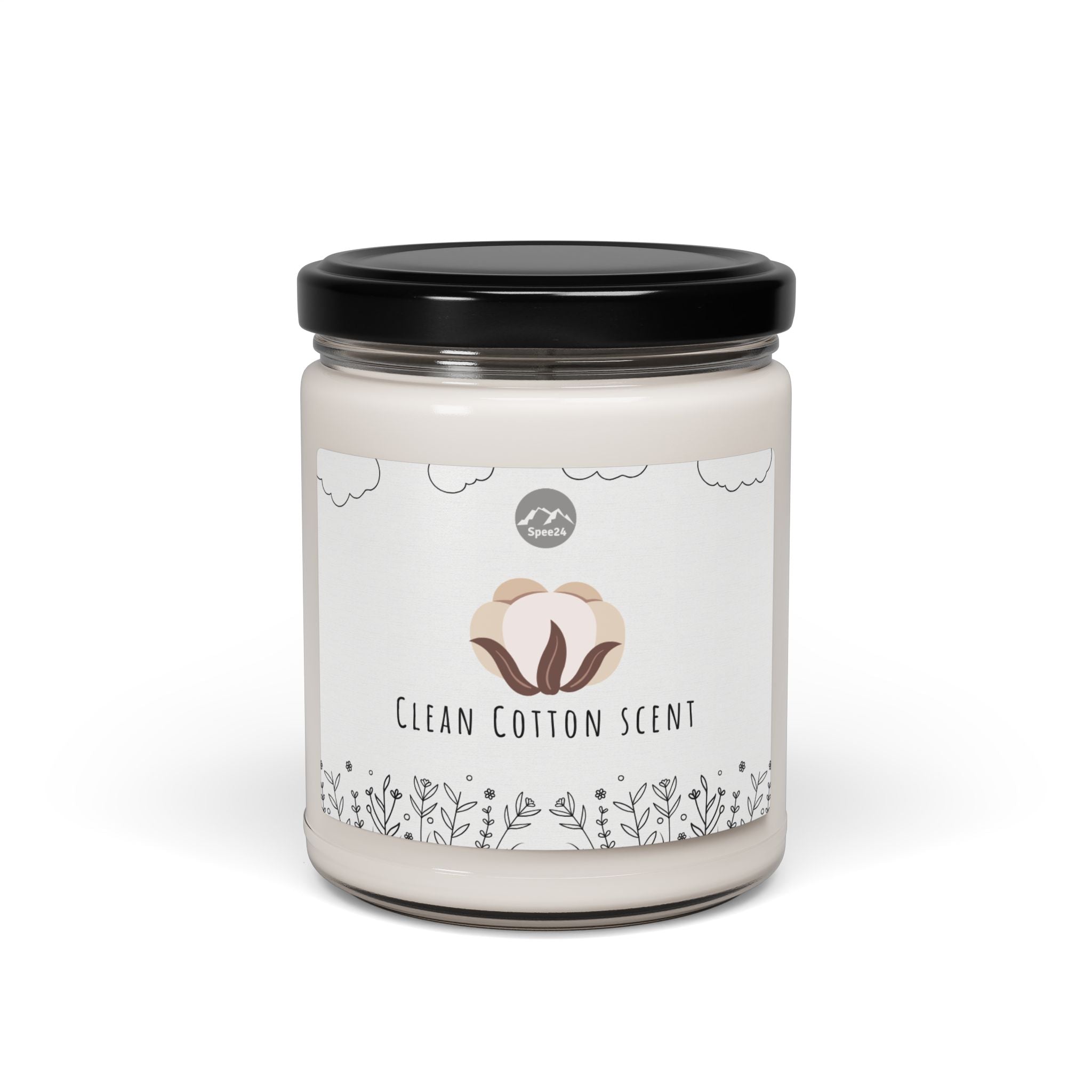 Clean Cotton Scented Soy Candle, Aromatherapy Candle, Home Decor Gift, Eco-Friendly Candle, Relaxation Candle, Candle for Stress Relief-- 9oz by Spee24, LLC