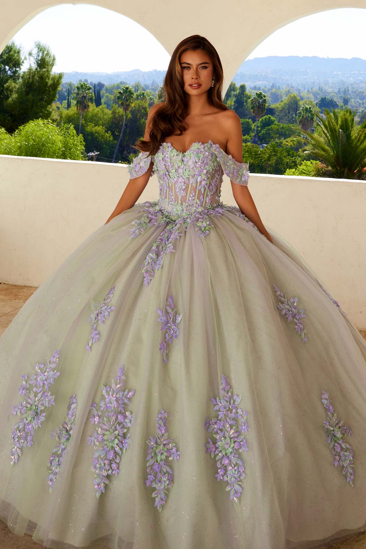 Juliet JT1479J Off the Shoulder Poofy Quinceanera Ball Gown by DiscountDressShop