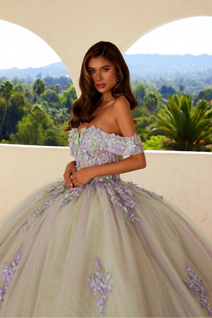 Juliet JT1479J Off the Shoulder Poofy Quinceanera Ball Gown by DiscountDressShop