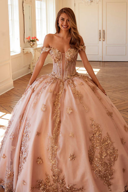 Juliet JT1485J Off the Shoulder Cinderella Quinceanera Ball Gown by DiscountDressShop