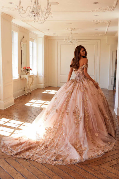 Juliet JT1485J Off the Shoulder Cinderella Quinceanera Ball Gown by DiscountDressShop