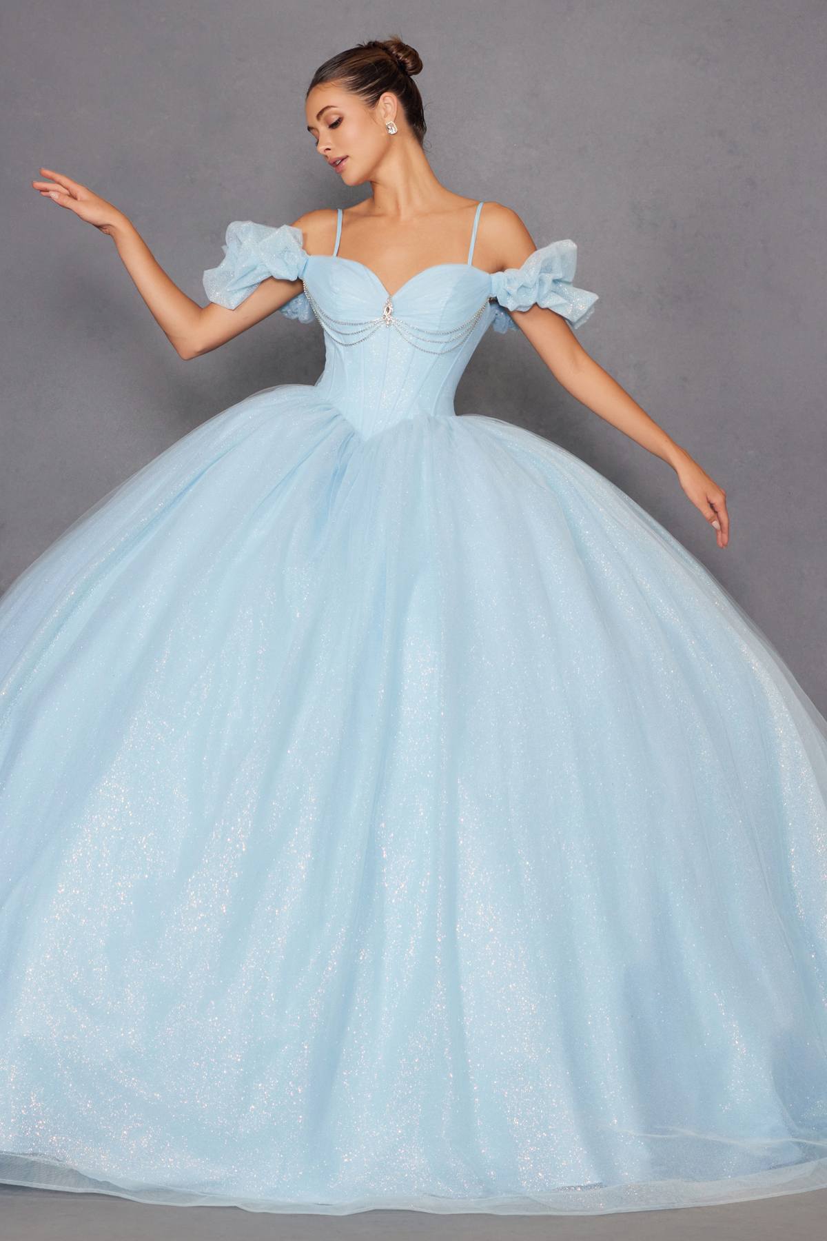 Juliet JT1487H Cold Shoulder quinceanera Ball Gown by DiscountDressShop