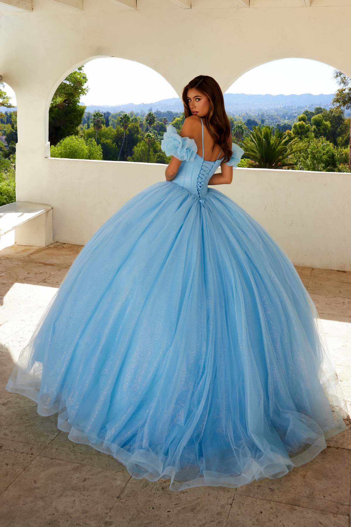 Juliet JT1487H Cold Shoulder quinceanera Ball Gown by DiscountDressShop