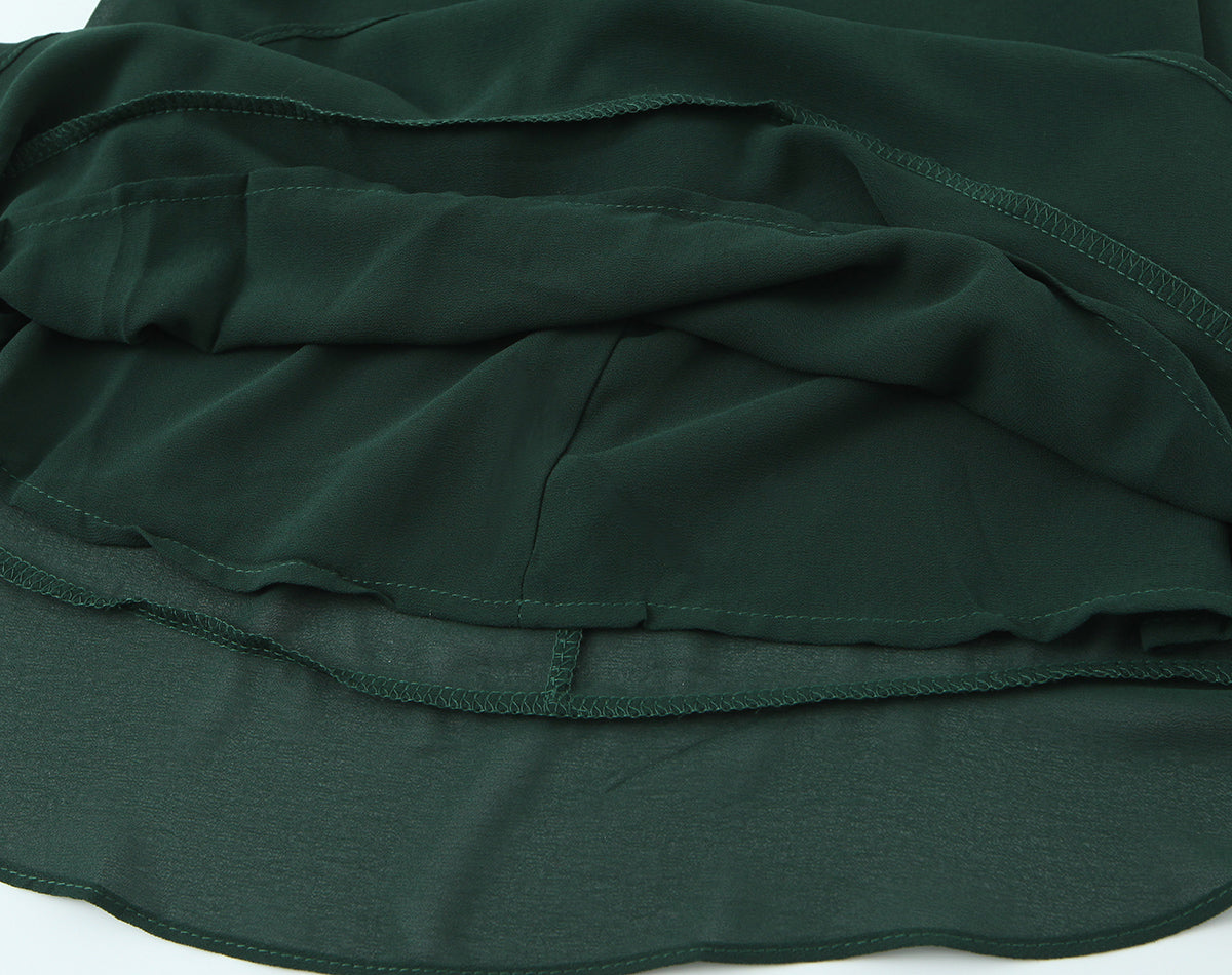 Summer French Sexy Retro Solid Color Slim Fit Slim Sexy Ruffled Spaghetti Straps Dress by Ragazza