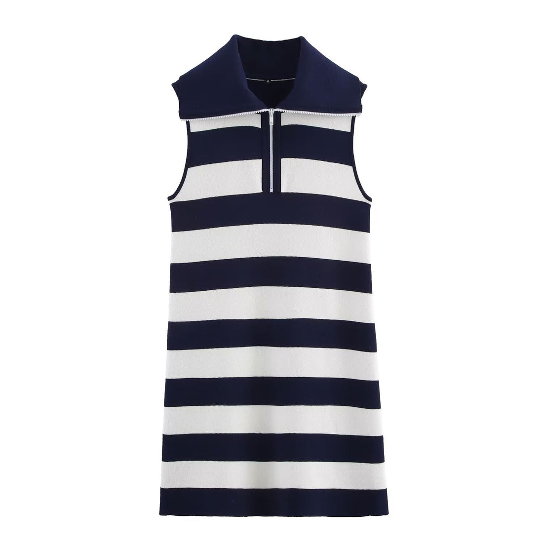Women Clothing Summer Half Open Zipper Large Collared Dress by Ragazza