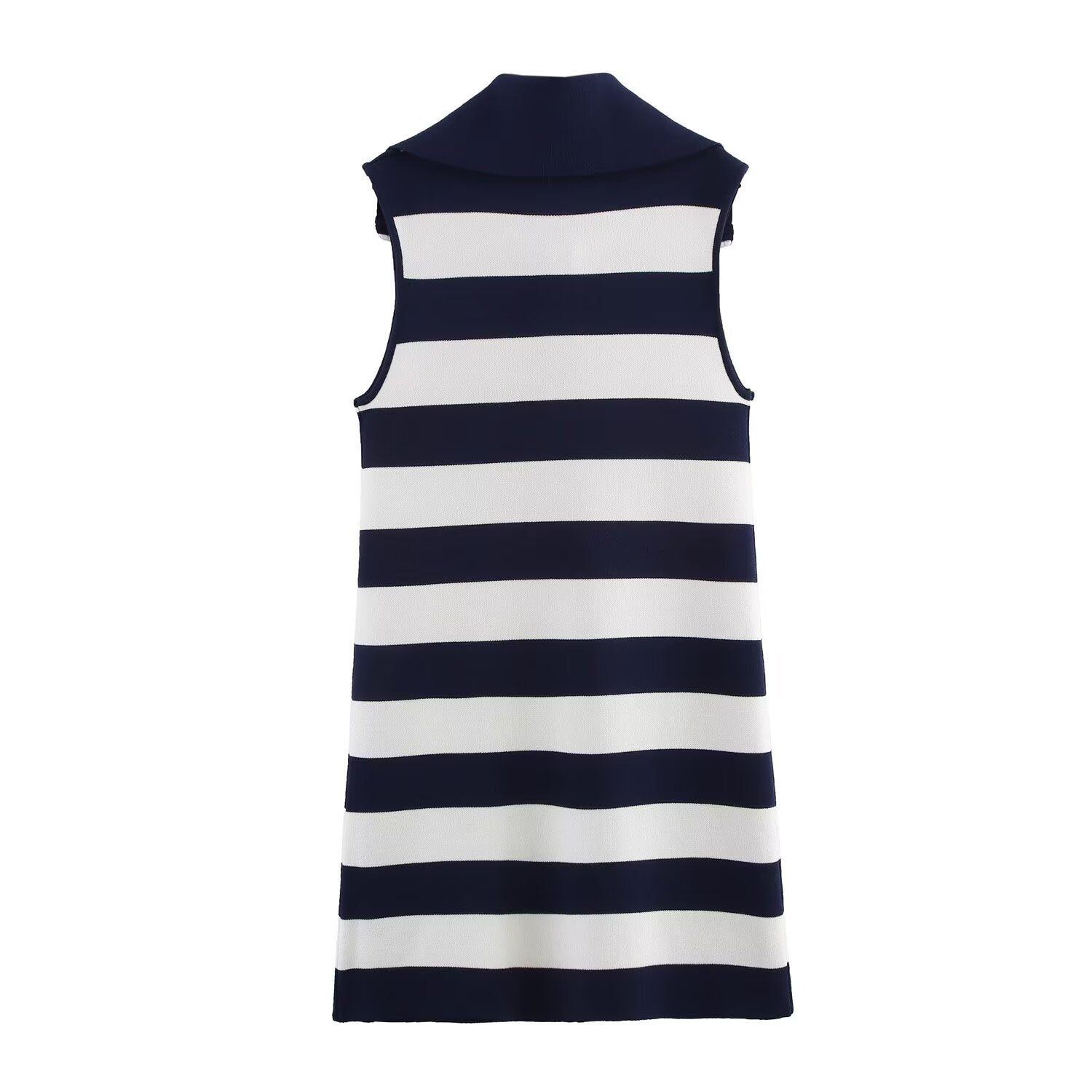 Women Clothing Summer Half Open Zipper Large Collared Dress by Ragazza