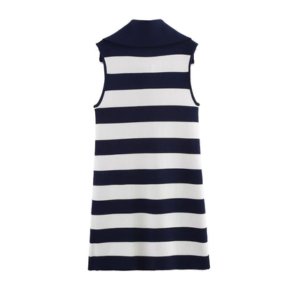 Women Clothing Summer Half Open Zipper Large Collared Dress by Ragazza