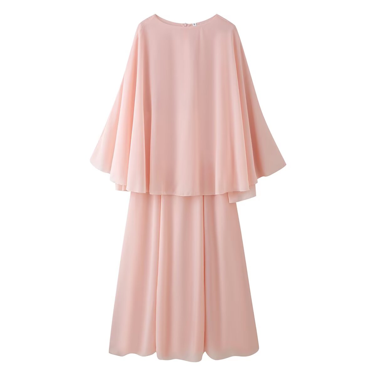 Women Summer round Neck Loose Elegant Elegant Long Sleeved Shawl Dress by Ragazza