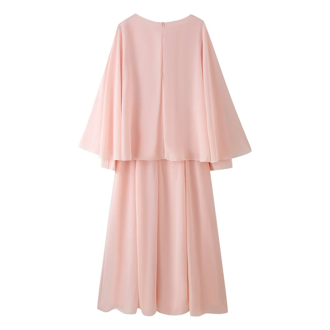 Women Summer round Neck Loose Elegant Elegant Long Sleeved Shawl Dress by Ragazza