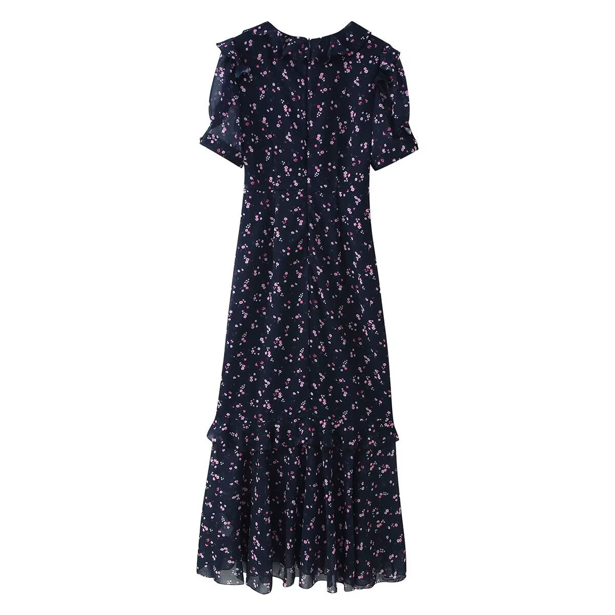 Spring Women Breasted Ruffled Collar Chiffon Split Dress by Ragazza