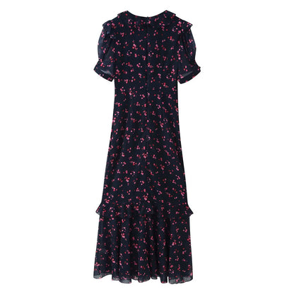 Spring Women Breasted Ruffled Collar Chiffon Split Dress by Ragazza